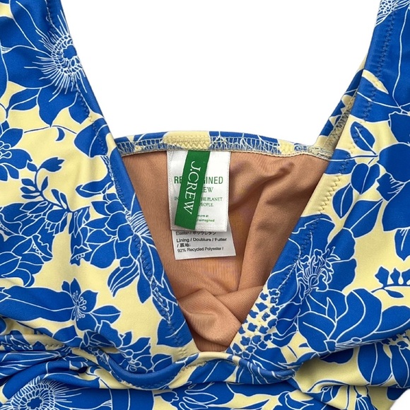 J.CREW Women's Ruched Blue Floral One-Piece Swimsuit In Size 8 - Picture 5 of 5